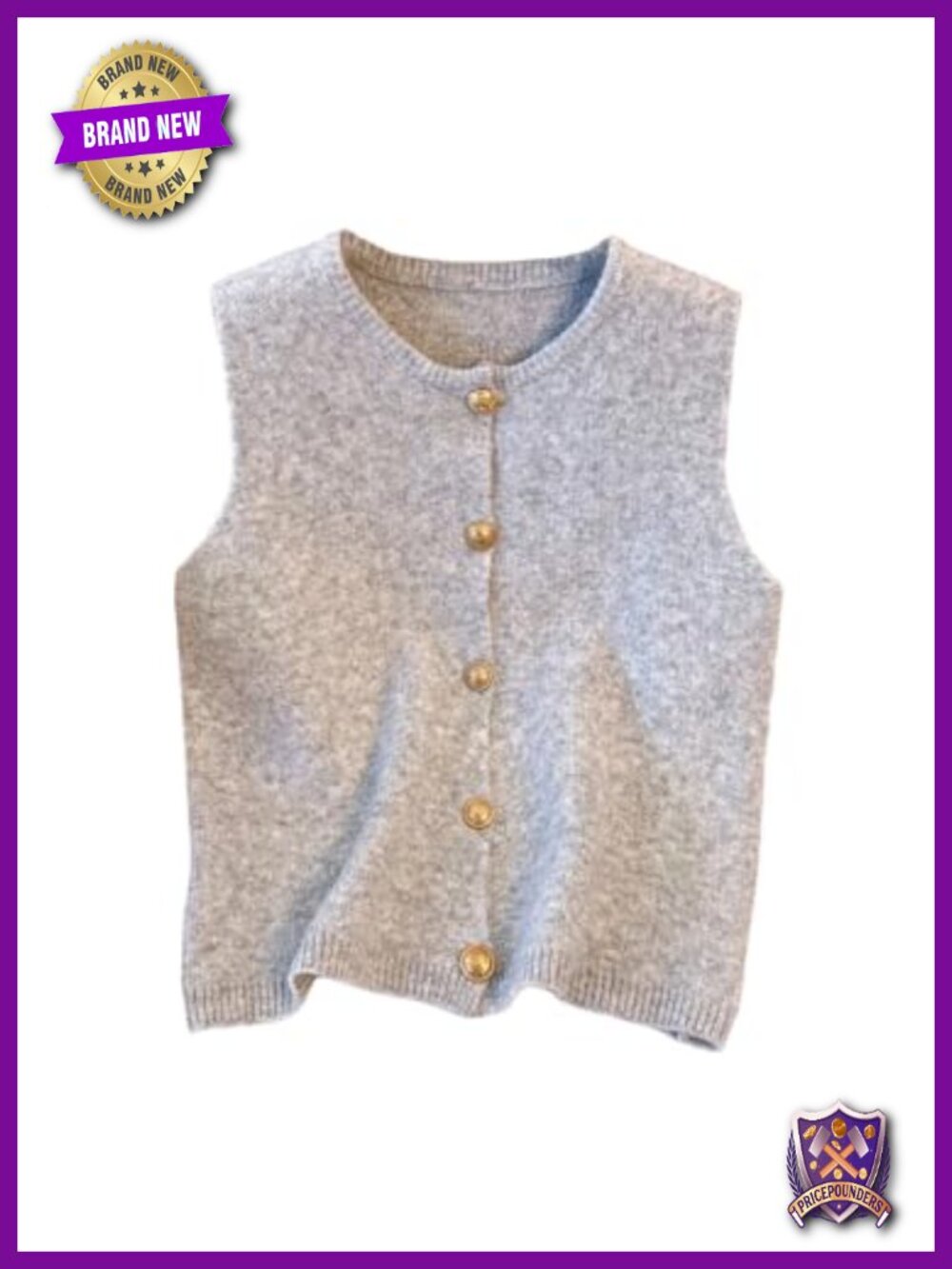 RoseSeek Button Down Sweater Vest Sleeveless Crewneck Knit Knitwear